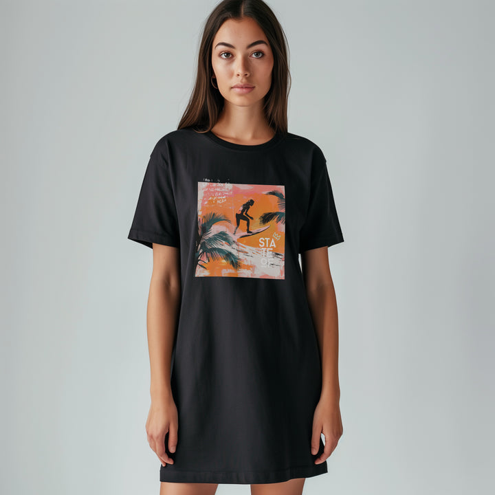 Robe t-shirt coton biologique - SURF TA VAGUE
