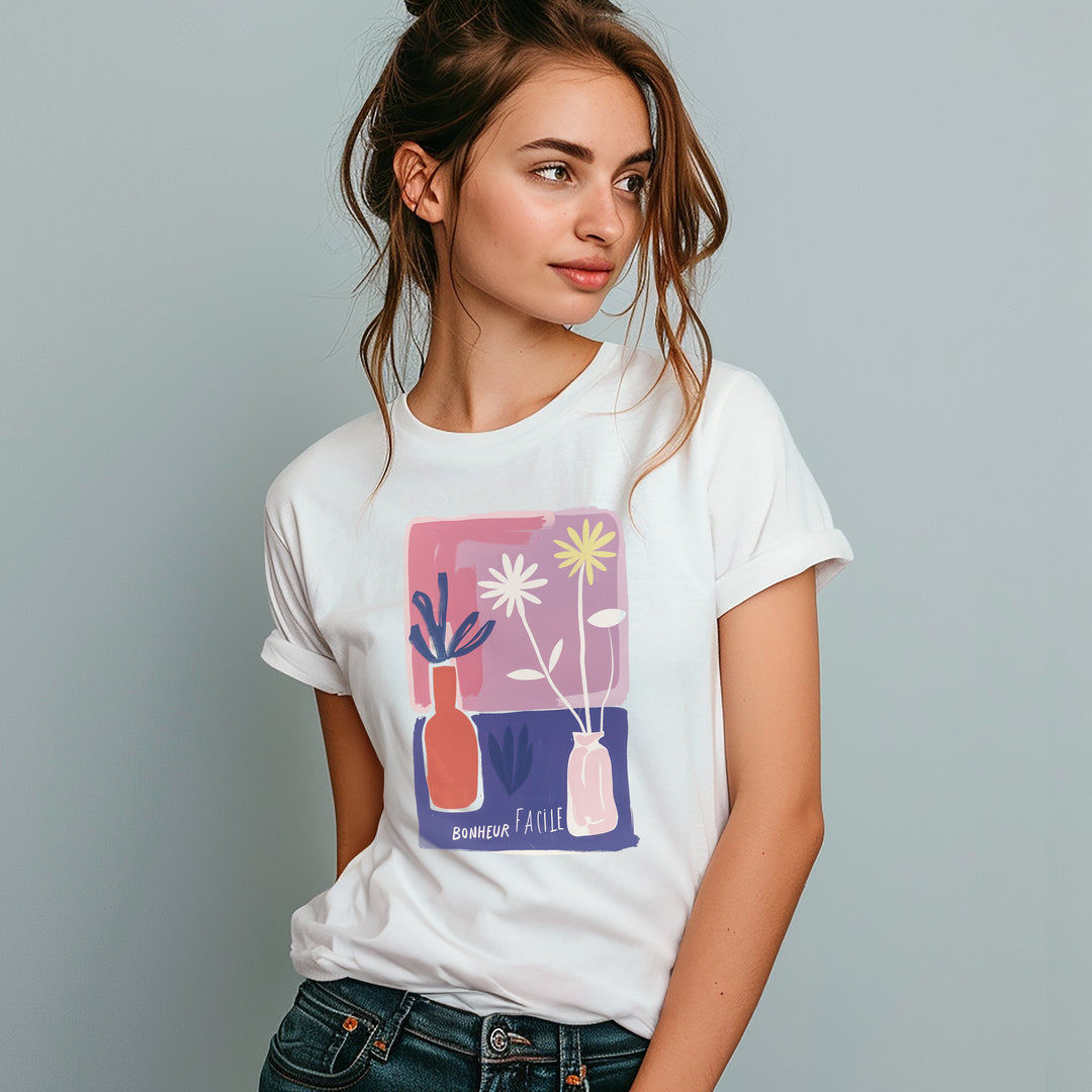 Loose Cotton T-shirt - EASY HAPPINESS