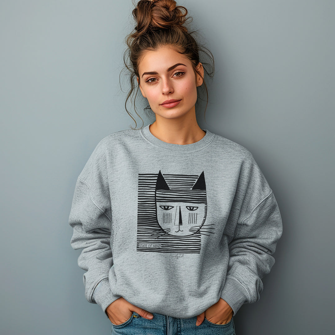 Cotton Sweater - CAT STRIPES