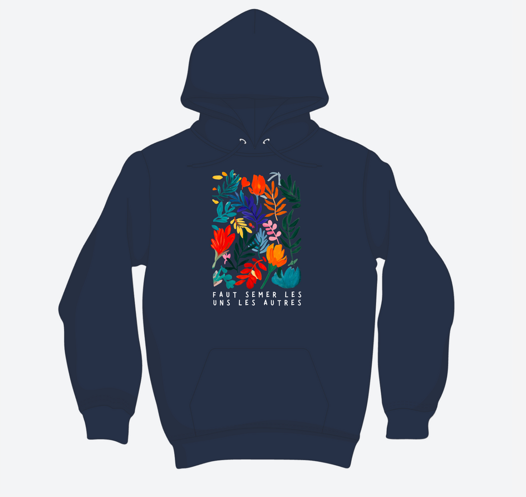 EVERYDAY Hoodie “We must sow each other” – Sweet message &amp; floral colors