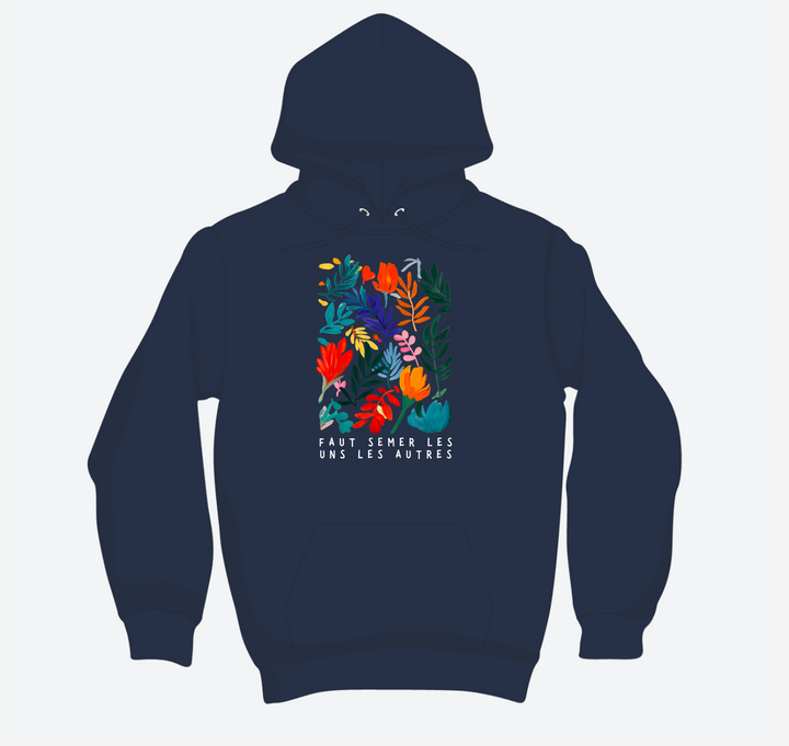 EVERYDAY Hoodie “We must sow each other” – Sweet message &amp; floral colors