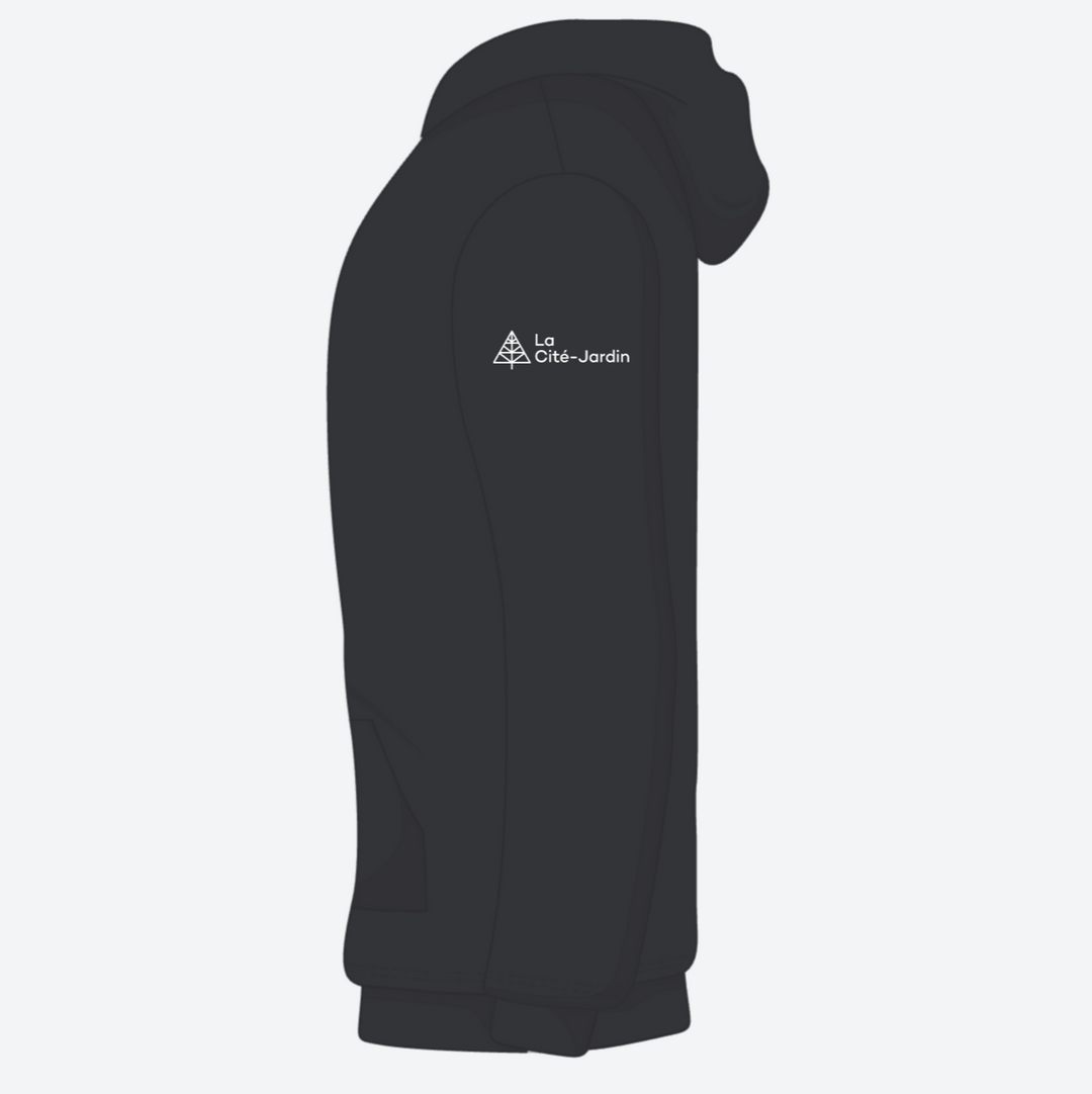 Cité Jardin hoodie - white logo (American Apparel RF498)