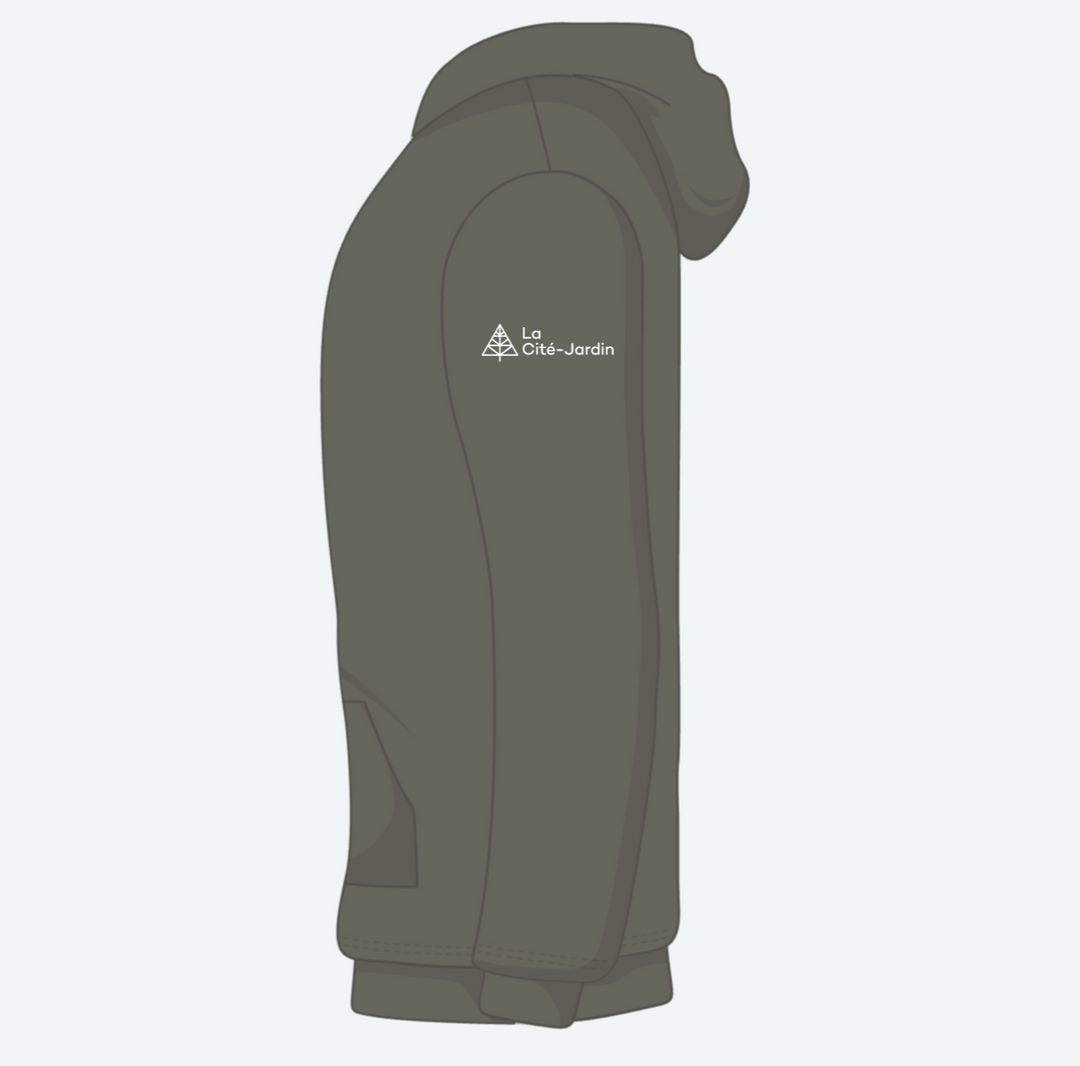 Cité Jardin hoodie - white logo (American Apparel RF498)