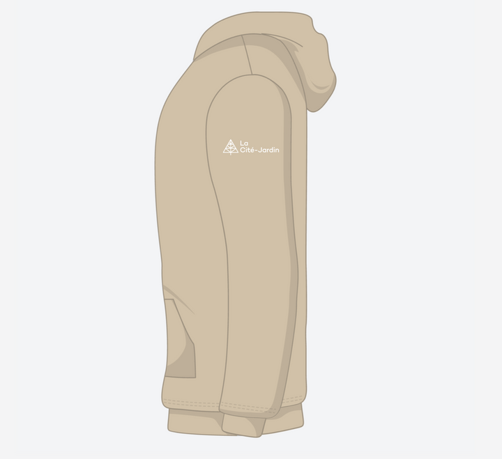 Cité Jardin Hoodie - Green multi-centered logo + white (American Apparel RF498)