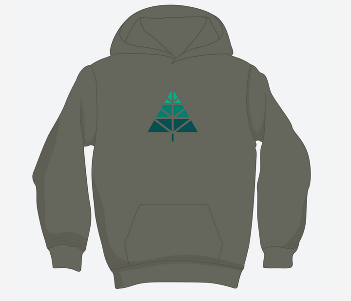 Cité Jardin Hoodie - Green multi-centered logo + white (American Apparel RF498)