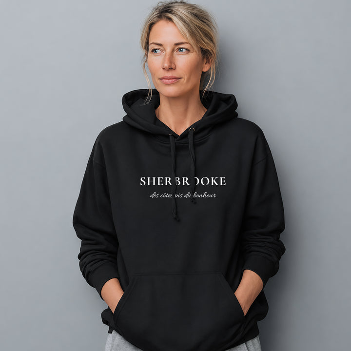 Hoodie brodé Sherbrooke — des côtes pis du bonheur