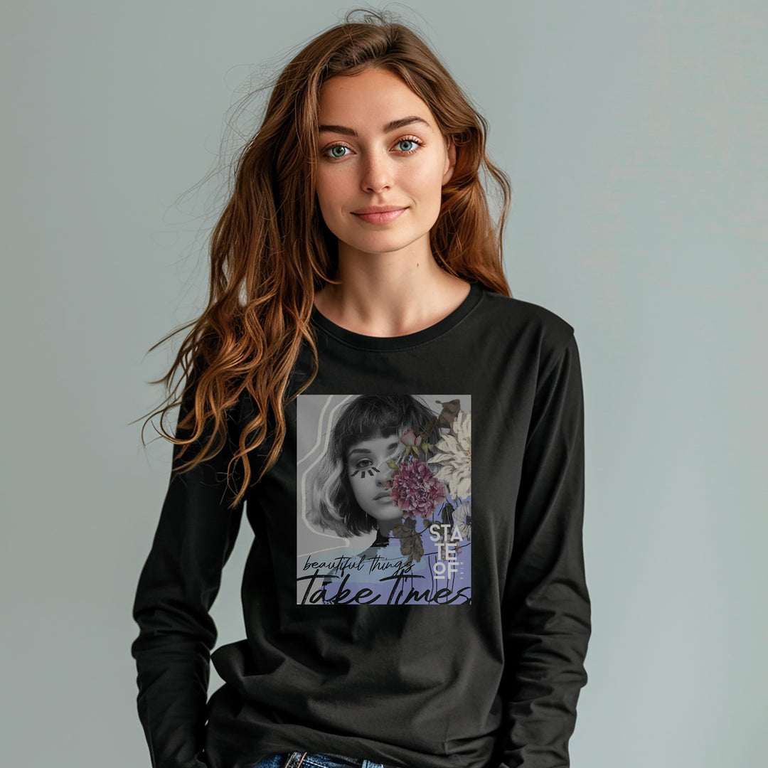 Unisex long-sleeved fitted t-shirt - BEAUTIFUL