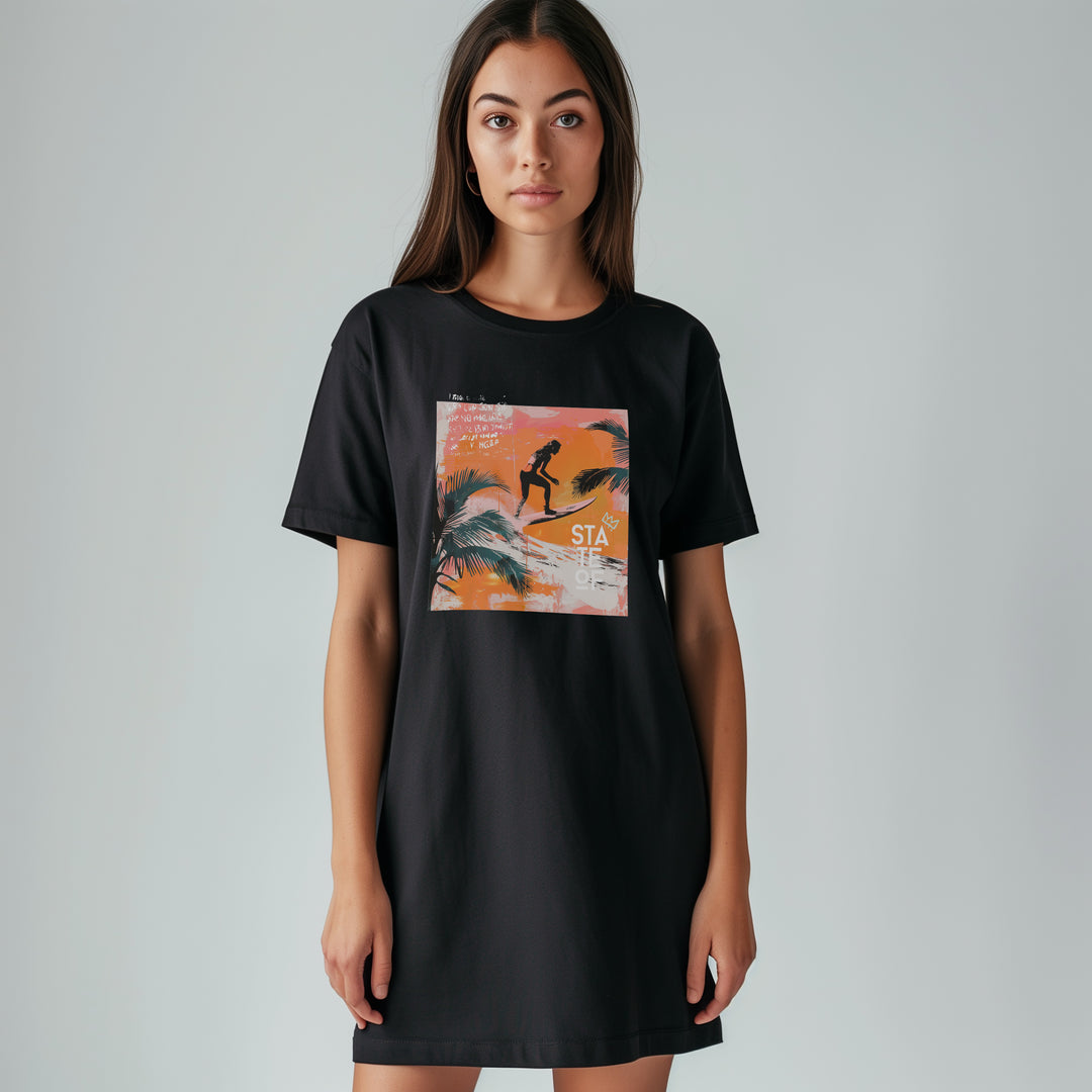 Organic cotton t-shirt dress - SURF TA VAGUE